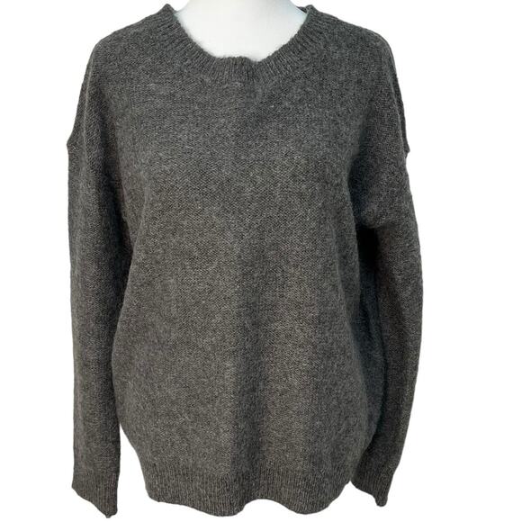 Magaschoni Mohair Wool Sweater Gray Marled Long Sleeve Crewneck Size M Warm Cozy - Picture 1 of 11